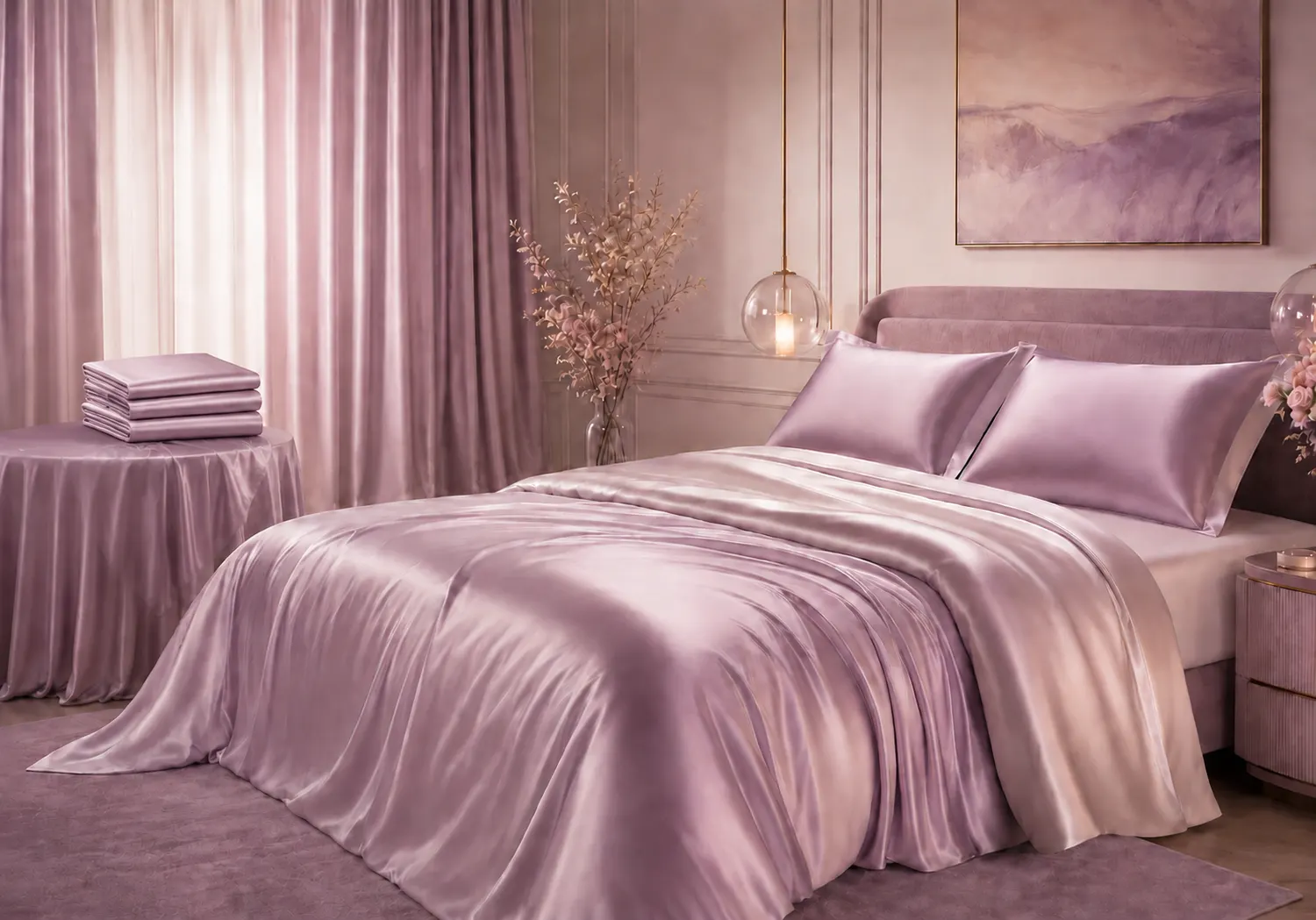 Vue détaillée du produit Literie en soie personnalisée · draps · housses de couette pour acheteurs B2B en marque privée