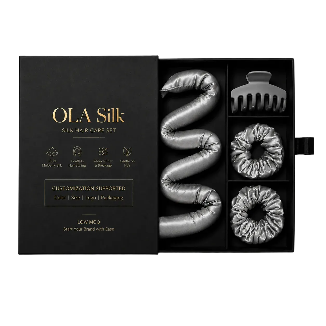 Product detail image of Custom Silk Heatless Hair Curlers for Gentle Styling Collections for OlaSilk private label clients