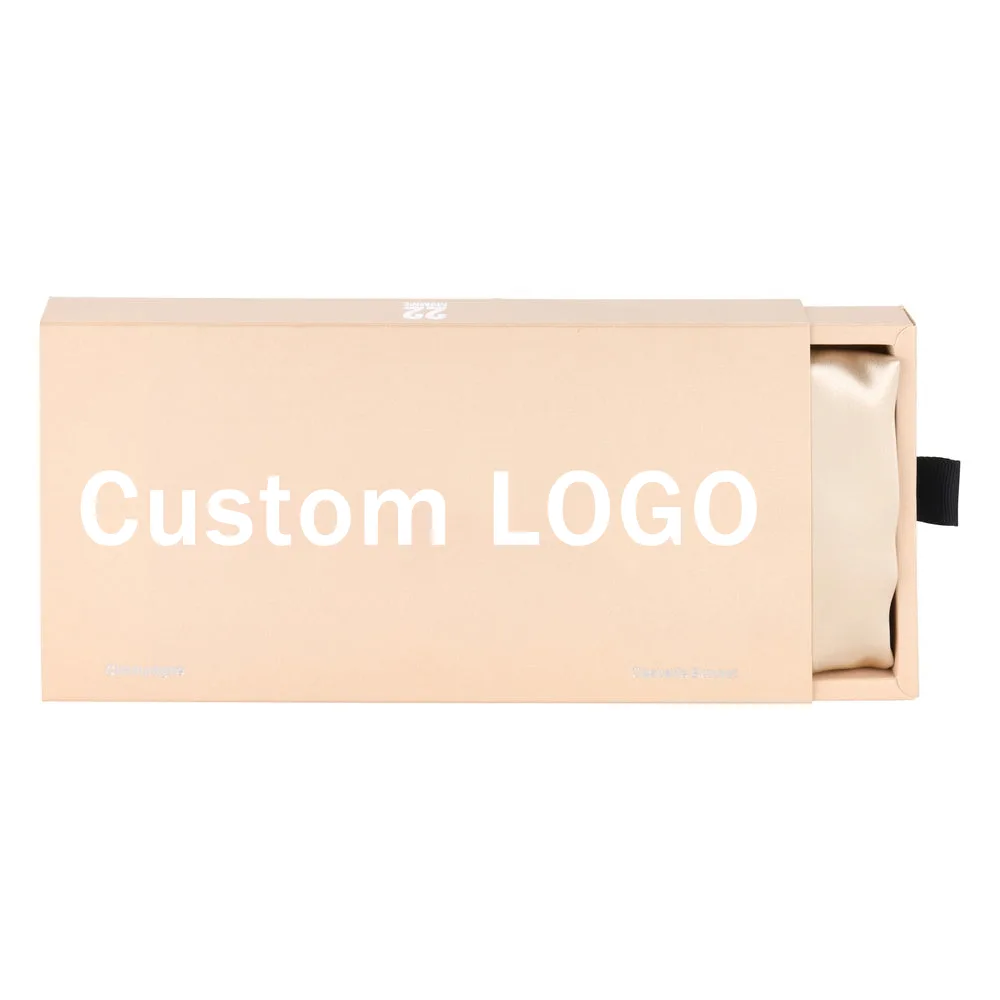 Private label packaging box with custom logo placement for a silk bonnet for wig brands