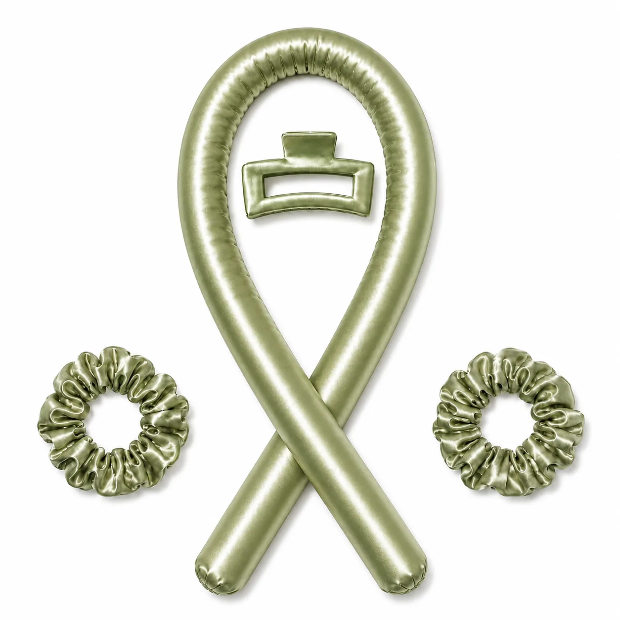 Detail view of private label heatless hair curlers for private label silk care brands