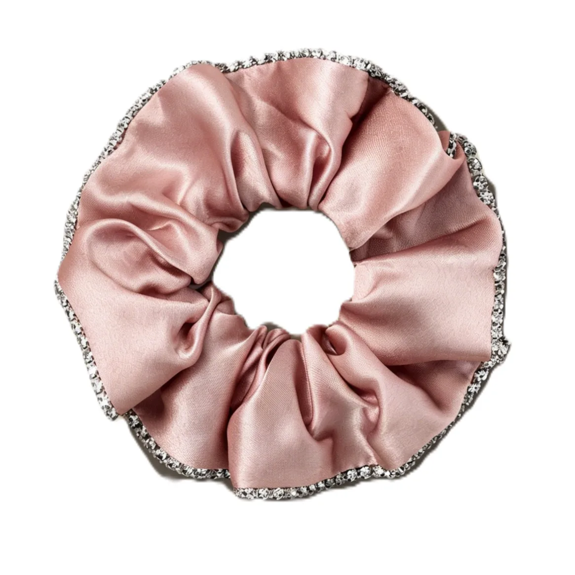 Silk Scrunchie With Rhinestone Trim private label custom silk scrunchies style image