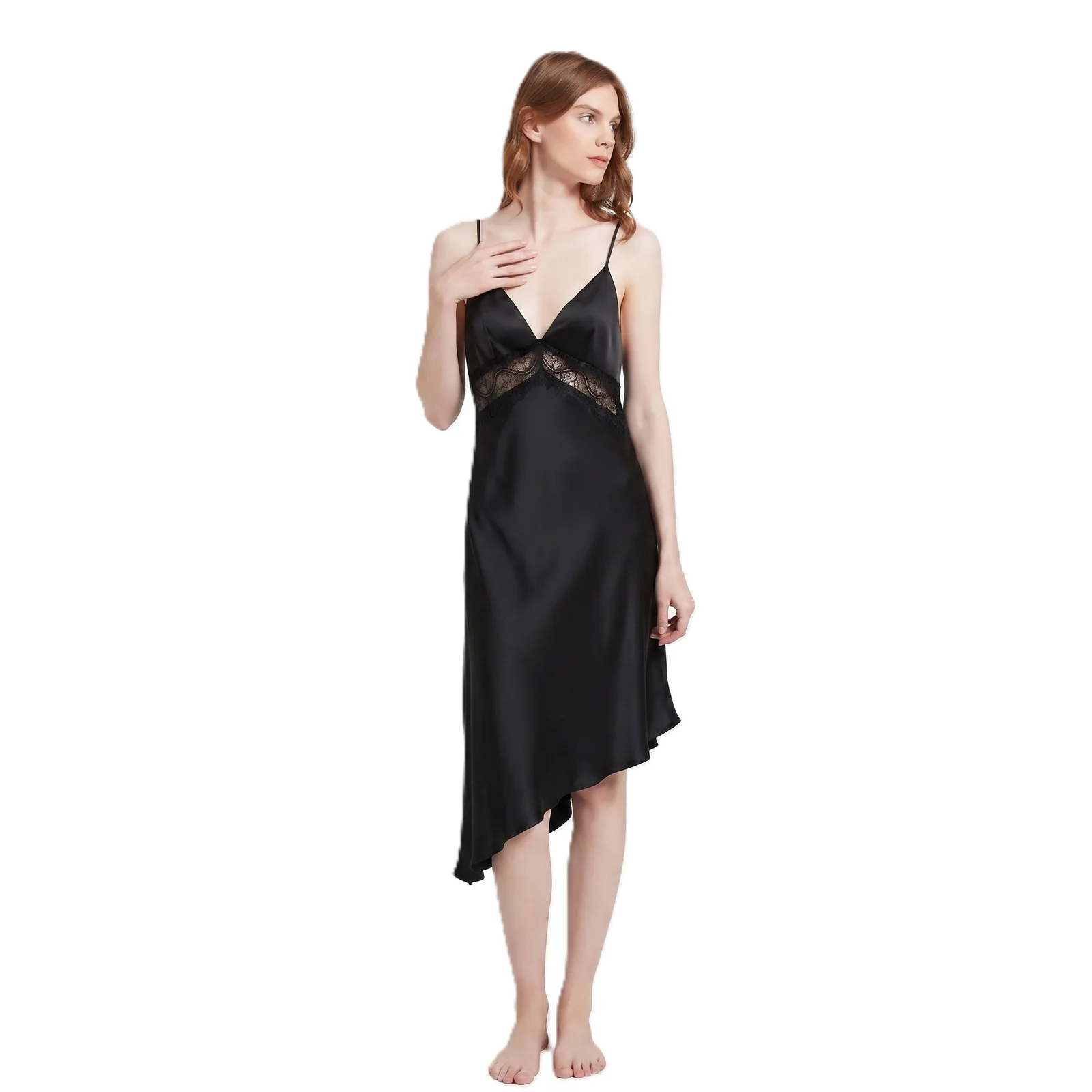 Back / side view of silk pajamas for private label silk care brands