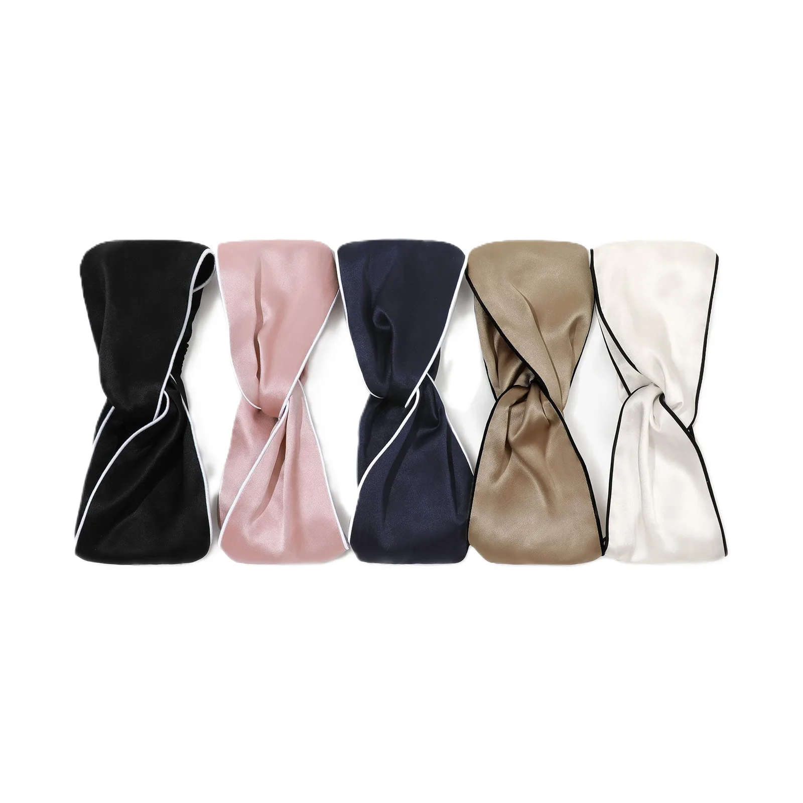 Double Layer Silk Headband with Contrast Piping detail view