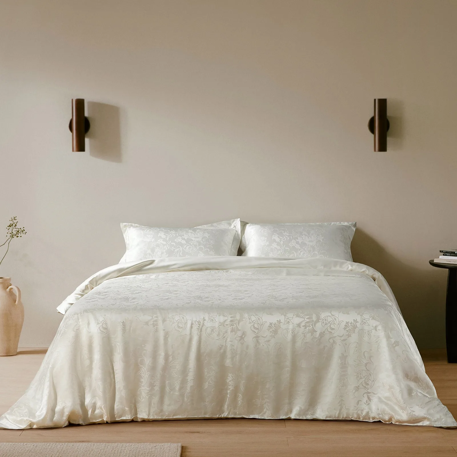 Detail view of silk duvet cover for private label silk care brands