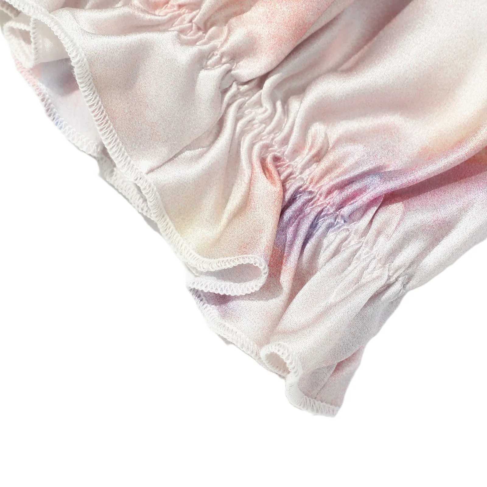 Pastel Tie-Dye Ruffle Silk Sleep Cap detail view