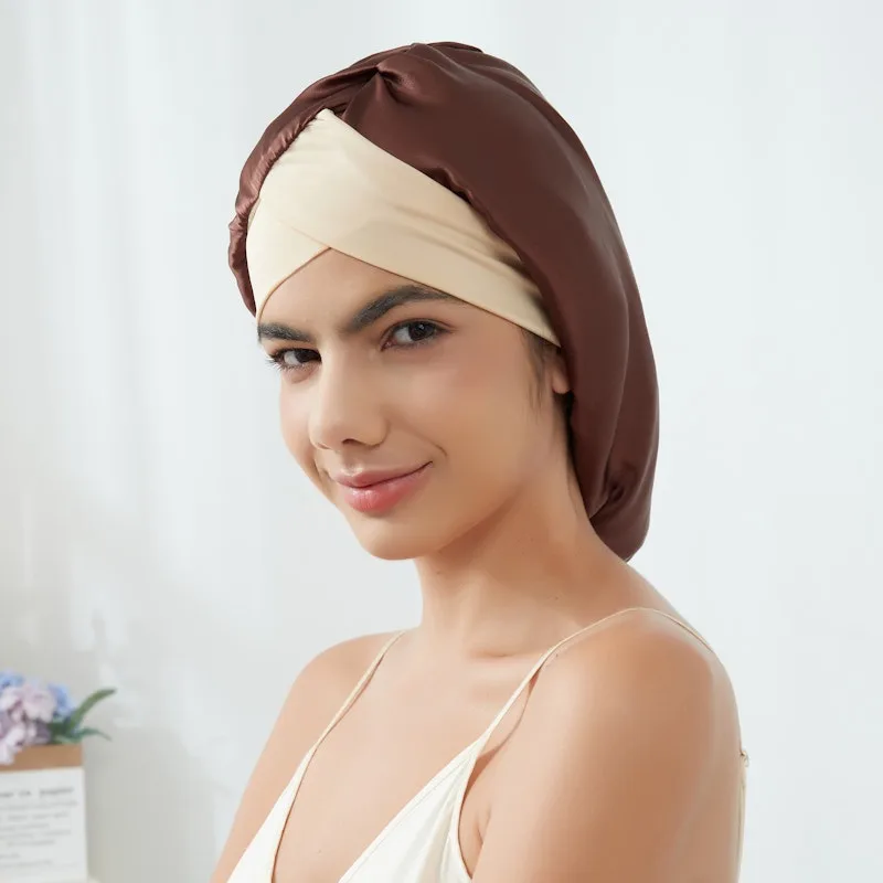 Crossover Band Turban Silk Sleep Cap detail view
