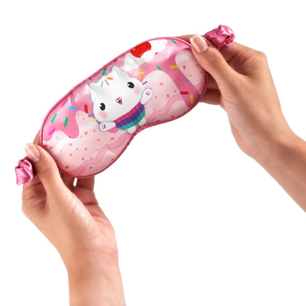 Detail view of pink printed kids sleep mask style for private label custom kids silk product programs