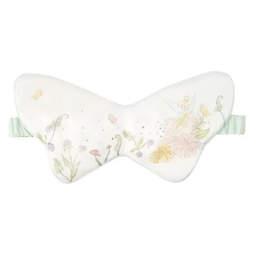 Butterfly-shaped double-layer silk sleep mask with watercolor botanical floral print and crystal accents for private label brand programs