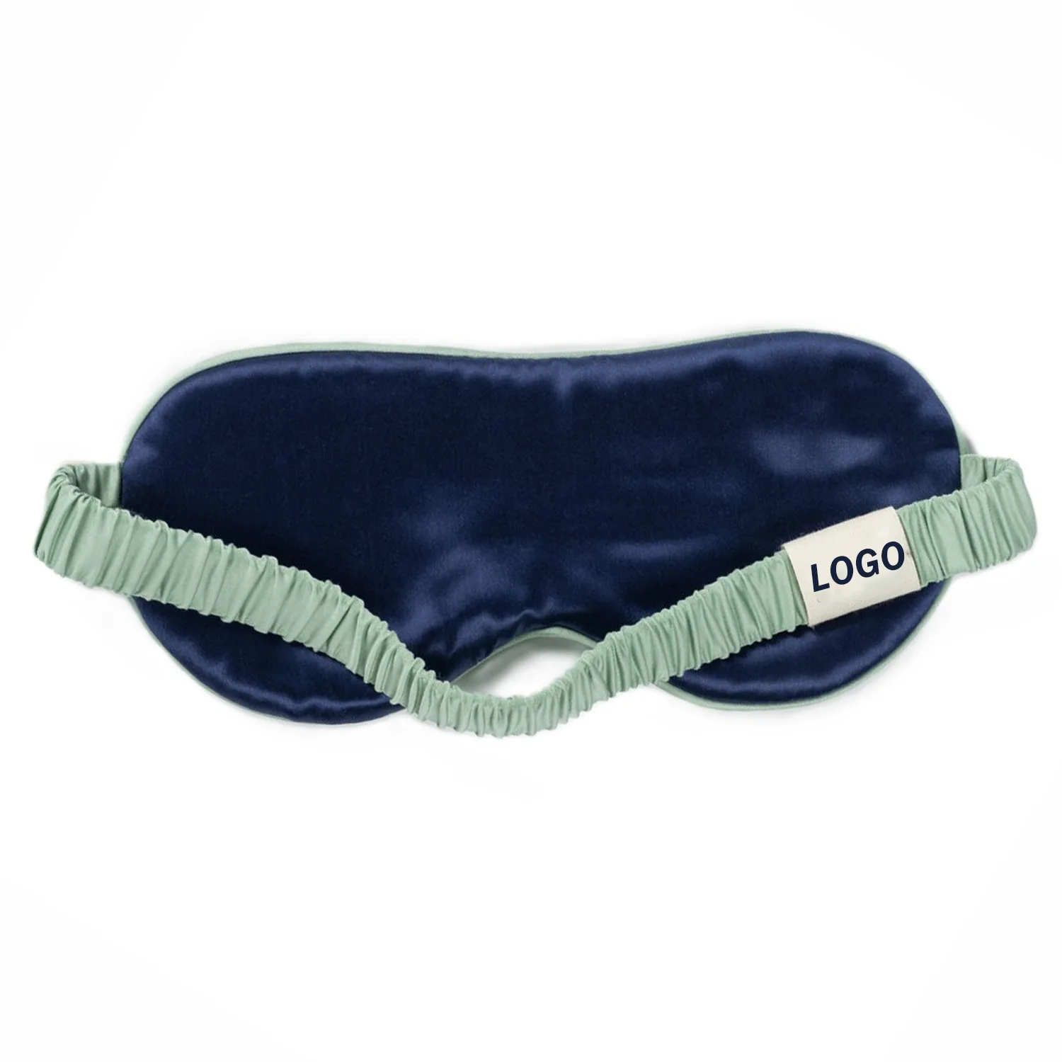 Sangle recouverte de soie sur masque de sommeil en soie personnalisé, avec bande élastique froncée à l’arrière pour un maintien sûr