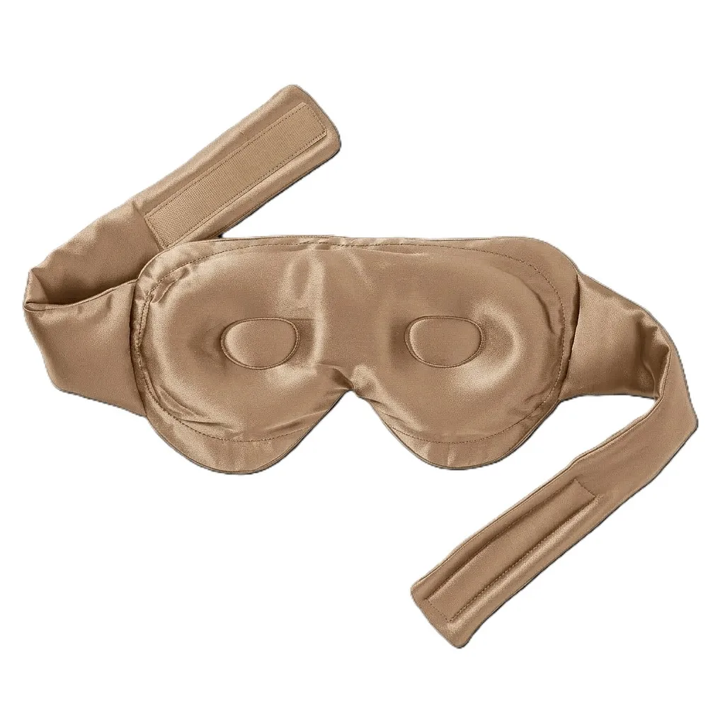 Masque de sommeil en soie personnalisé profilé avec coques oculaires surélevées, bords rembourrés, pont nasal formé et bande arrière réglable