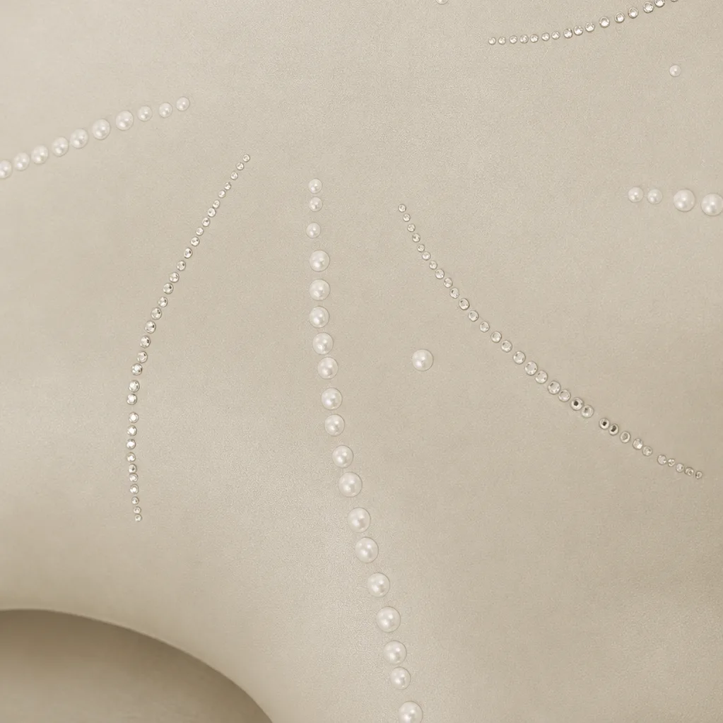 Ivory Starfish Silk Decorative Pillow with Pearl Crystal Embellishment detail view
