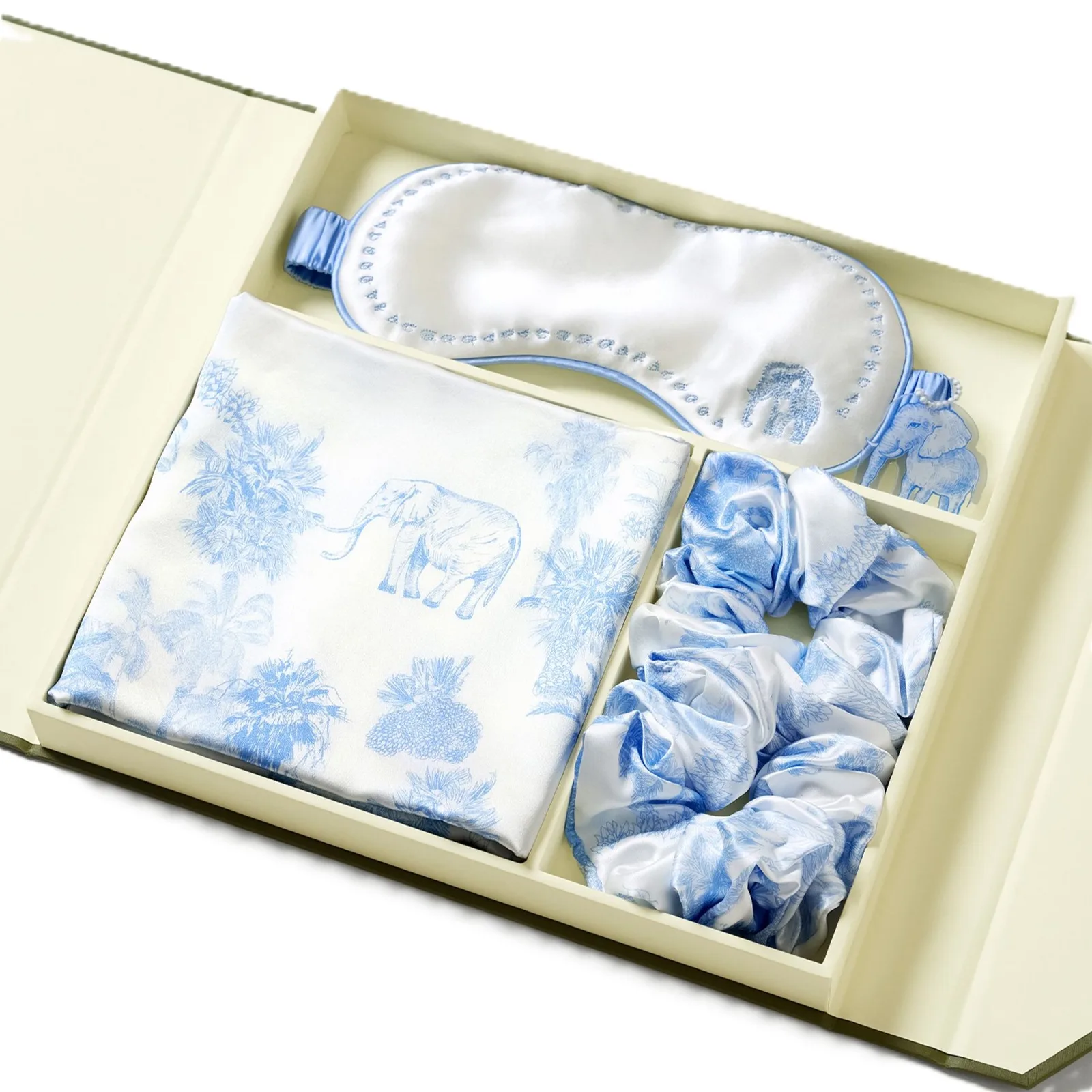 Option de packaging en coffret cadeau pour bonnets de nuit en soie personnalisés avec carte d’insertion et étiquetage SKU prêt pour la vente au détail