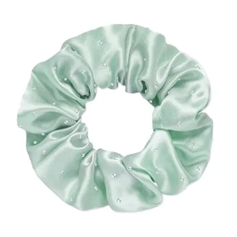 Oversized rhinestone-embellished mulberry silk scrunchie in multiple colors for private label hair care and gift brand programs