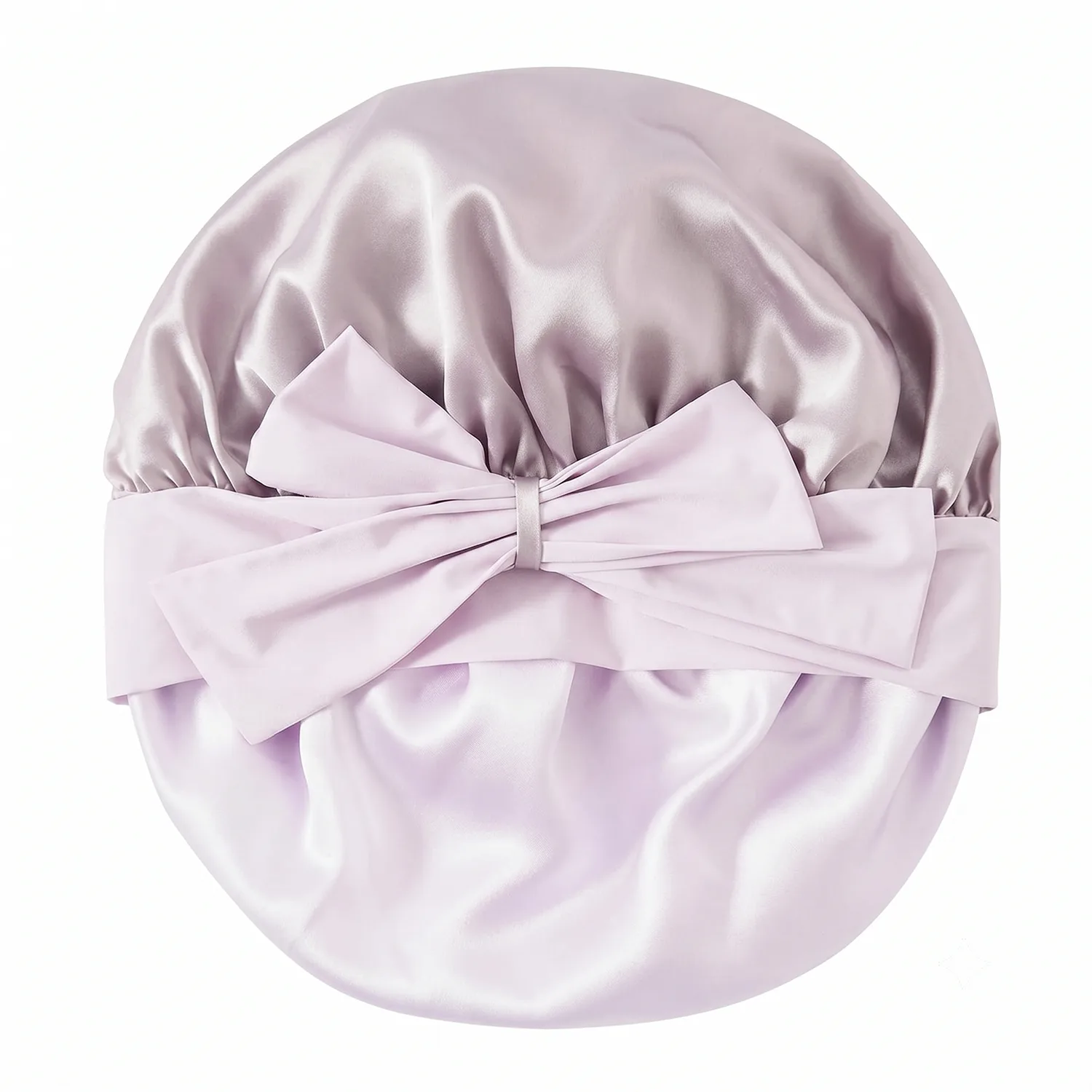 Bonnet de nuit en soie double couche avec bande élastique froncée et bord à volants pour marques de soins capillaires en marque privée