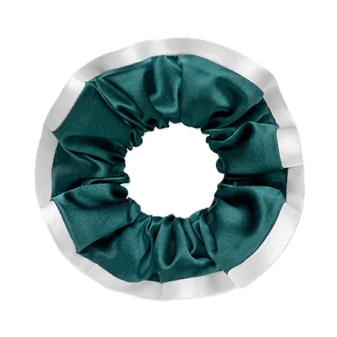Two-Tone Contrast Border Silk Scrunchie detail view