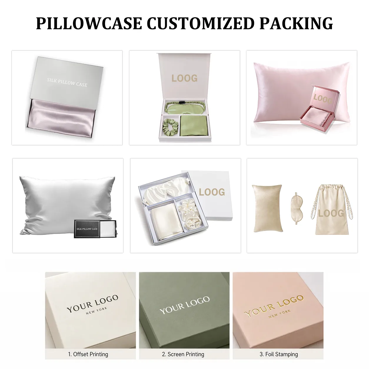 Logotipo en empaque para productos de seda personalizados de marca privada