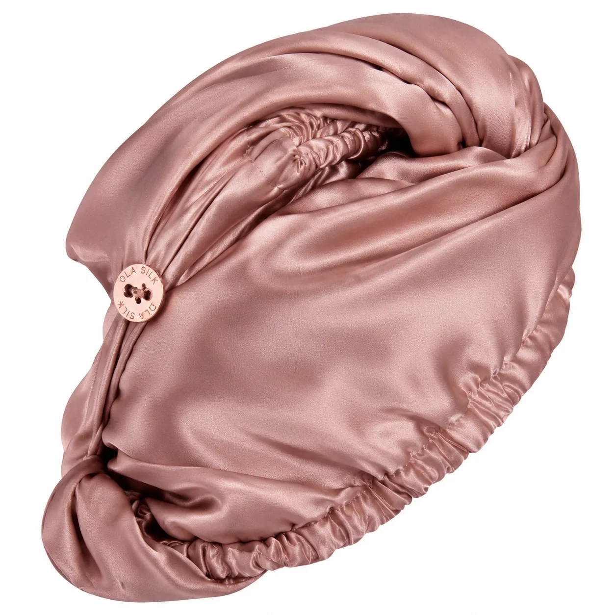 Option de turban de séchage en soie à fermeture boutonnée pour les marques de soins capillaires et de spa private label