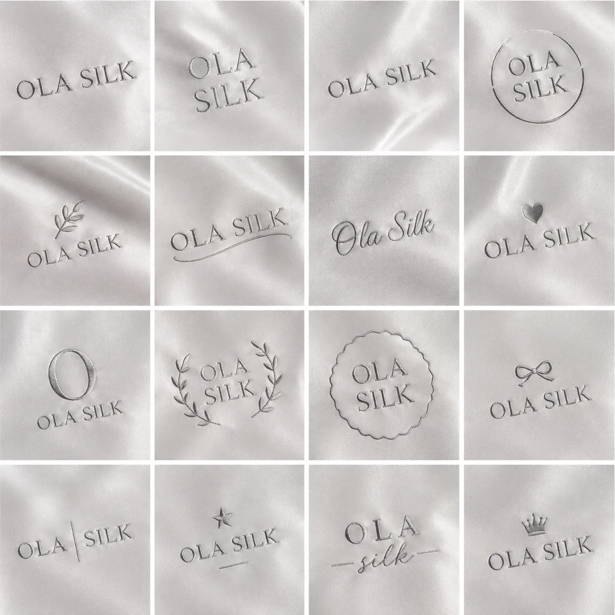 Logo brodé sur masque de nuit en soie ou pochette en soie personnalisé