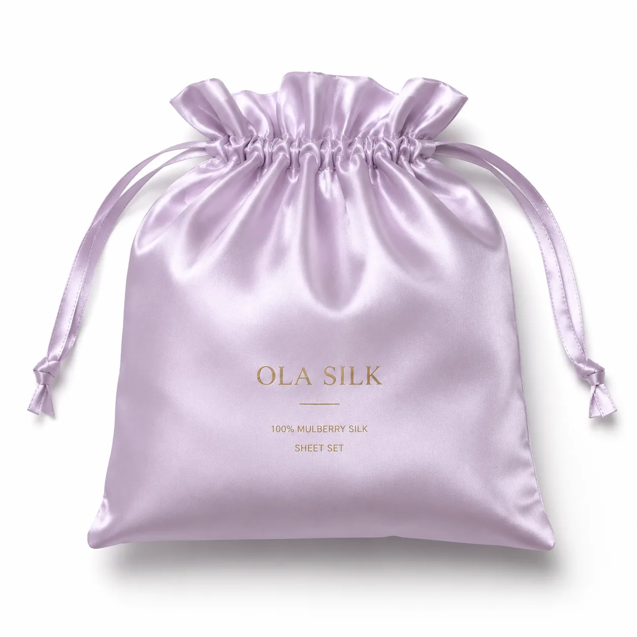 Emballage en pochette satinée pour produits de soin en soie en marque privée
