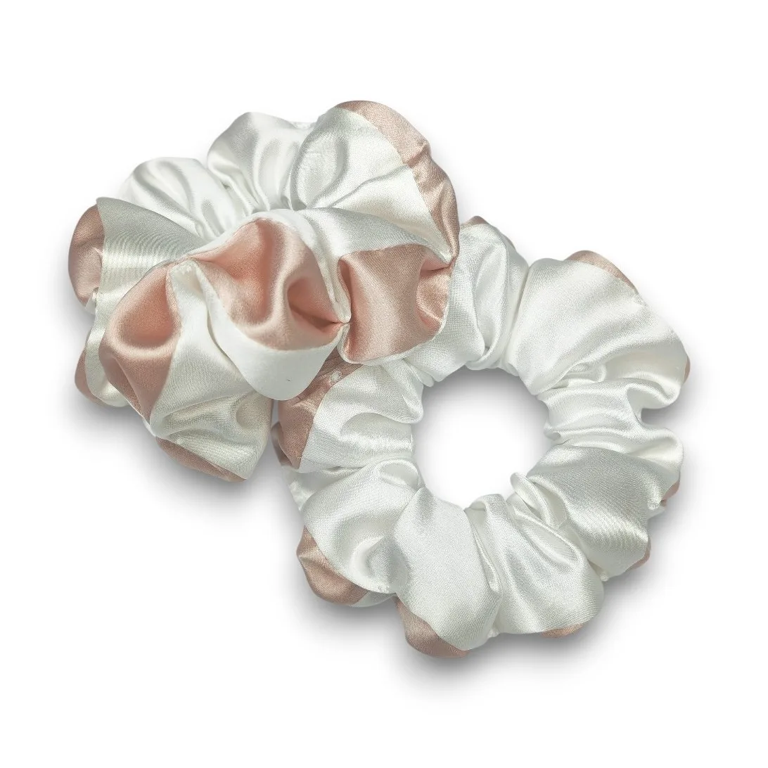 Private label scrunchie color palette option in ivory and blush tones for brand matching, seasonal range planning, and low-stock color testing
