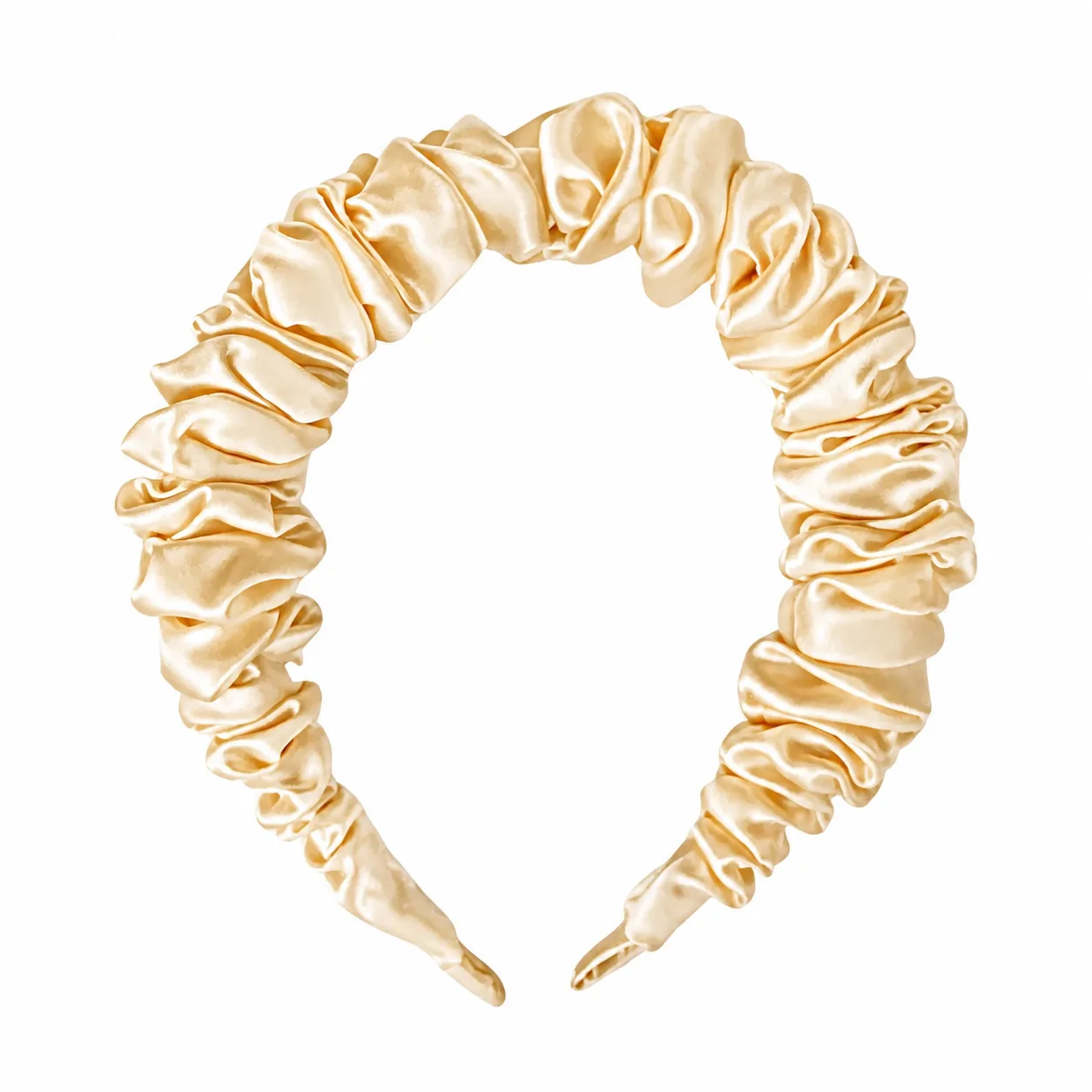 Opción de diadema de seda fruncida para colecciones personalizadas con marca privada de belleza, spa y accesorios para el cabello