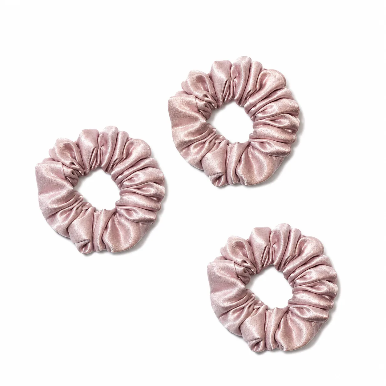 Gathered kids hair scrunchies with covered elastic bands and soft rounded seams for comfortable private label accessory fit