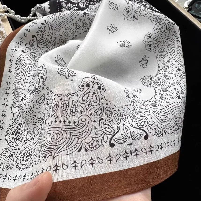 Vintage Paisley Panel Silk Square Scarf detail view