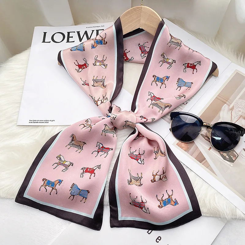 Double-Sided Printed Silk Skinny Scarf detail view