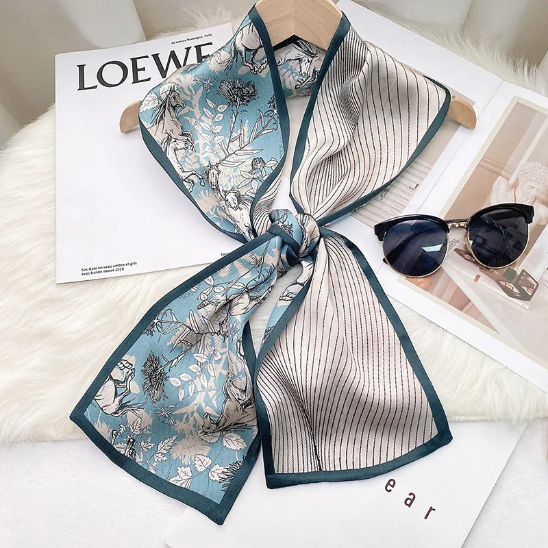 Double-Sided Printed Silk Skinny Scarf detail view