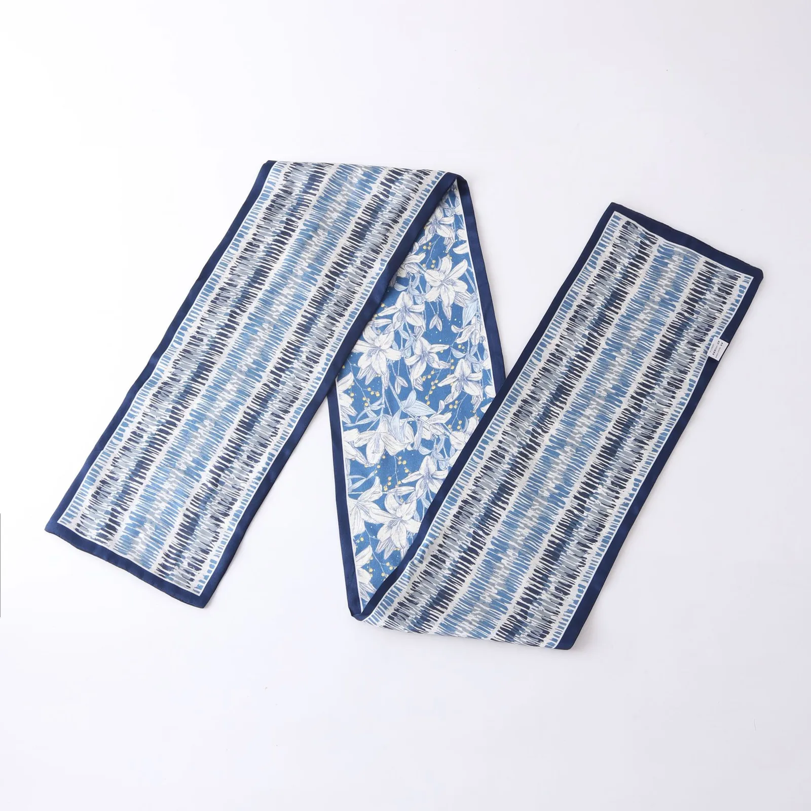 Double-Sided Printed Silk Skinny Scarf detail view