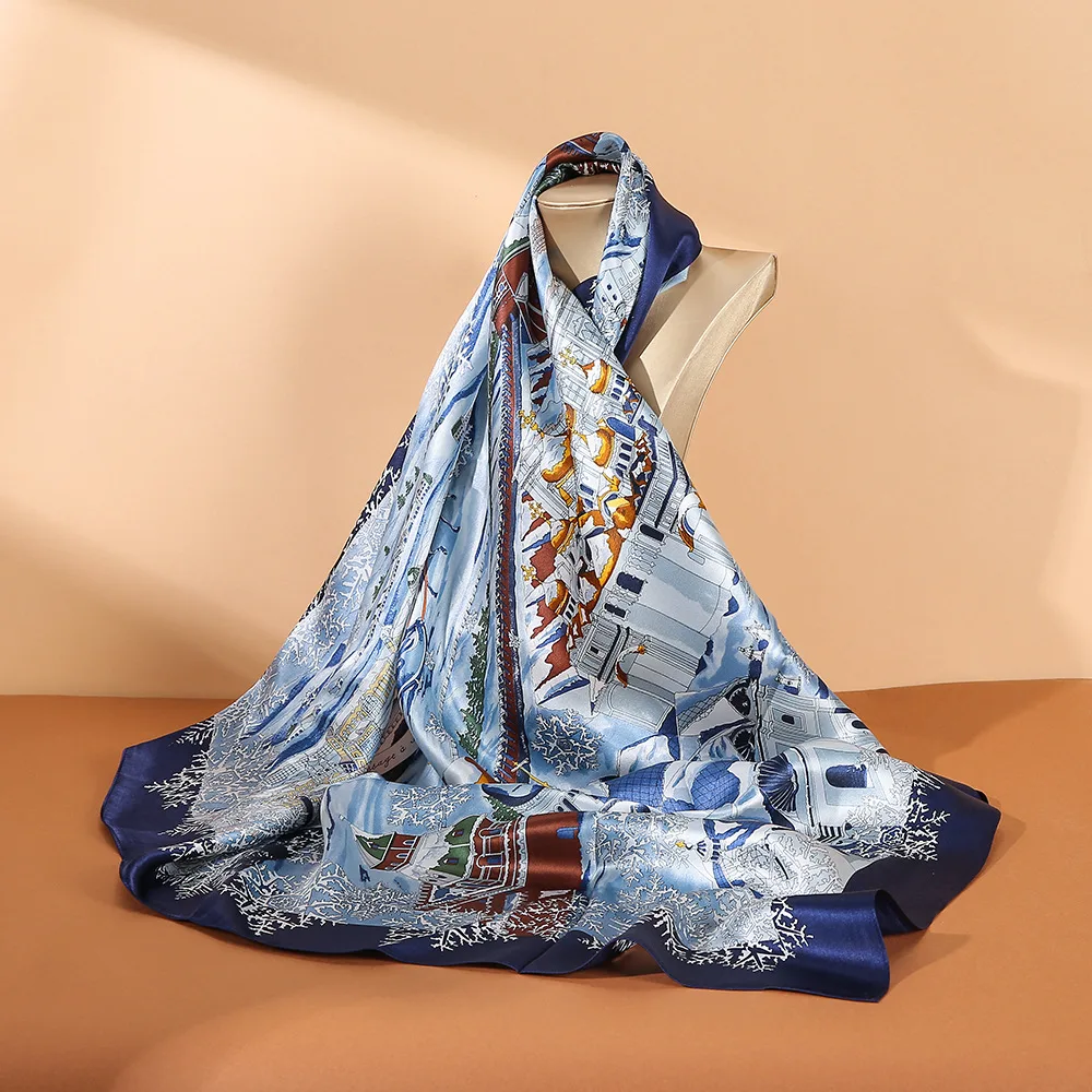 Detail view of custom silk scarf showcasing elegant draping, fine edge finish, and adaptable construction for private label brands