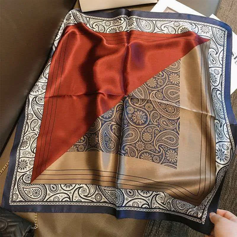 Detail view of a custom silk scarf showcasing intricate patterns and edge finishes, ideal for private label fashion brands