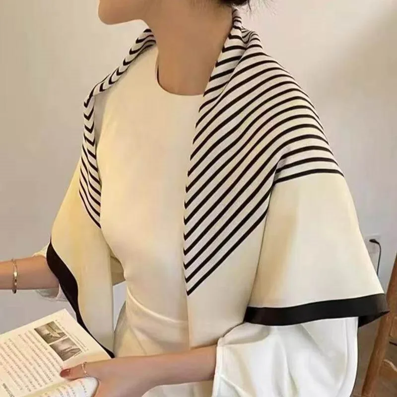 Modern Geometric Print 90cm Square Silk Scarf detail view