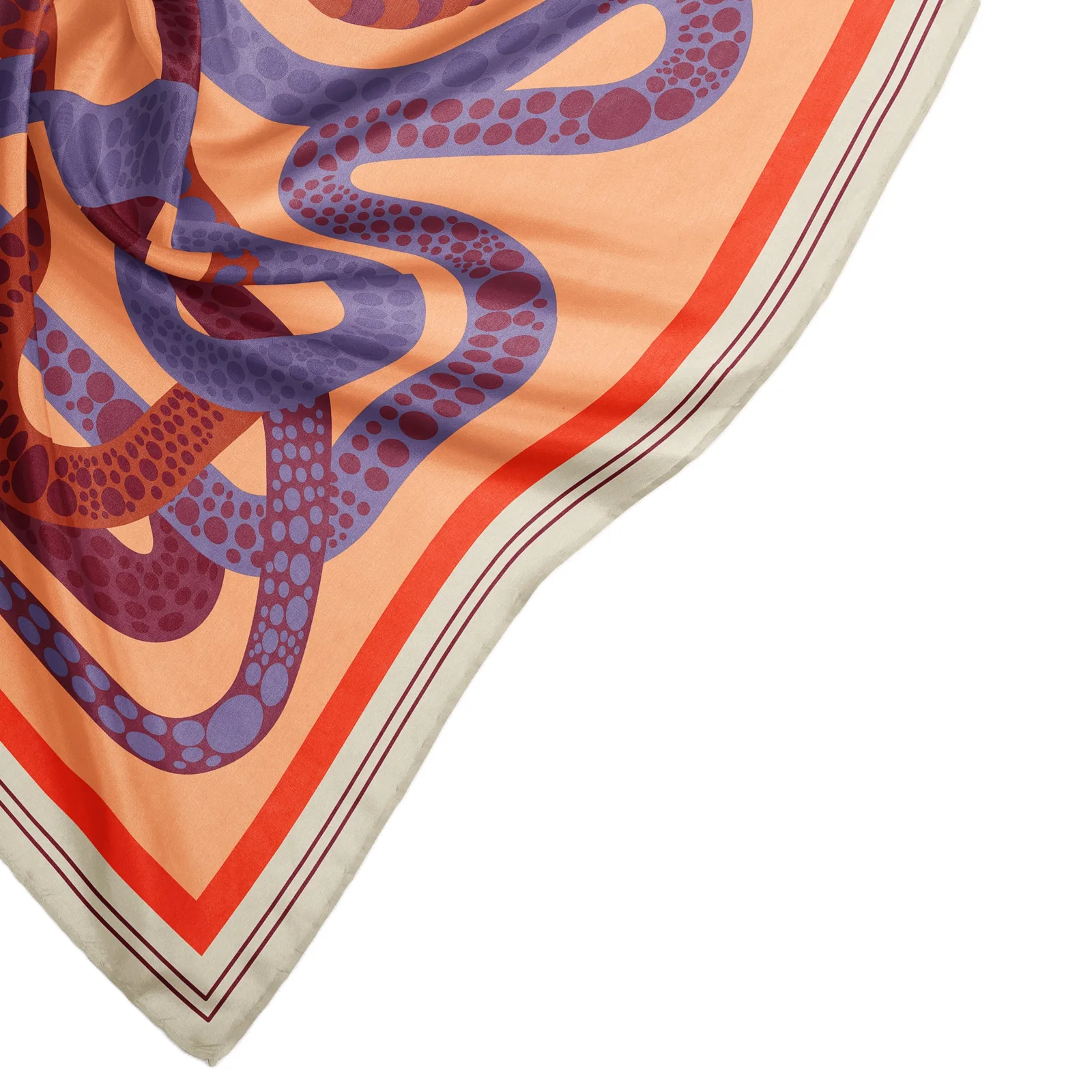 Vintage Paisley Panel Silk Square Scarf detail view