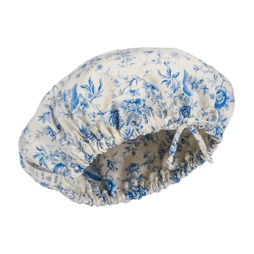Detail view of customized silk sleep cap featuring elastic edge for secure fit, designed for beauty brands and hair care solutions