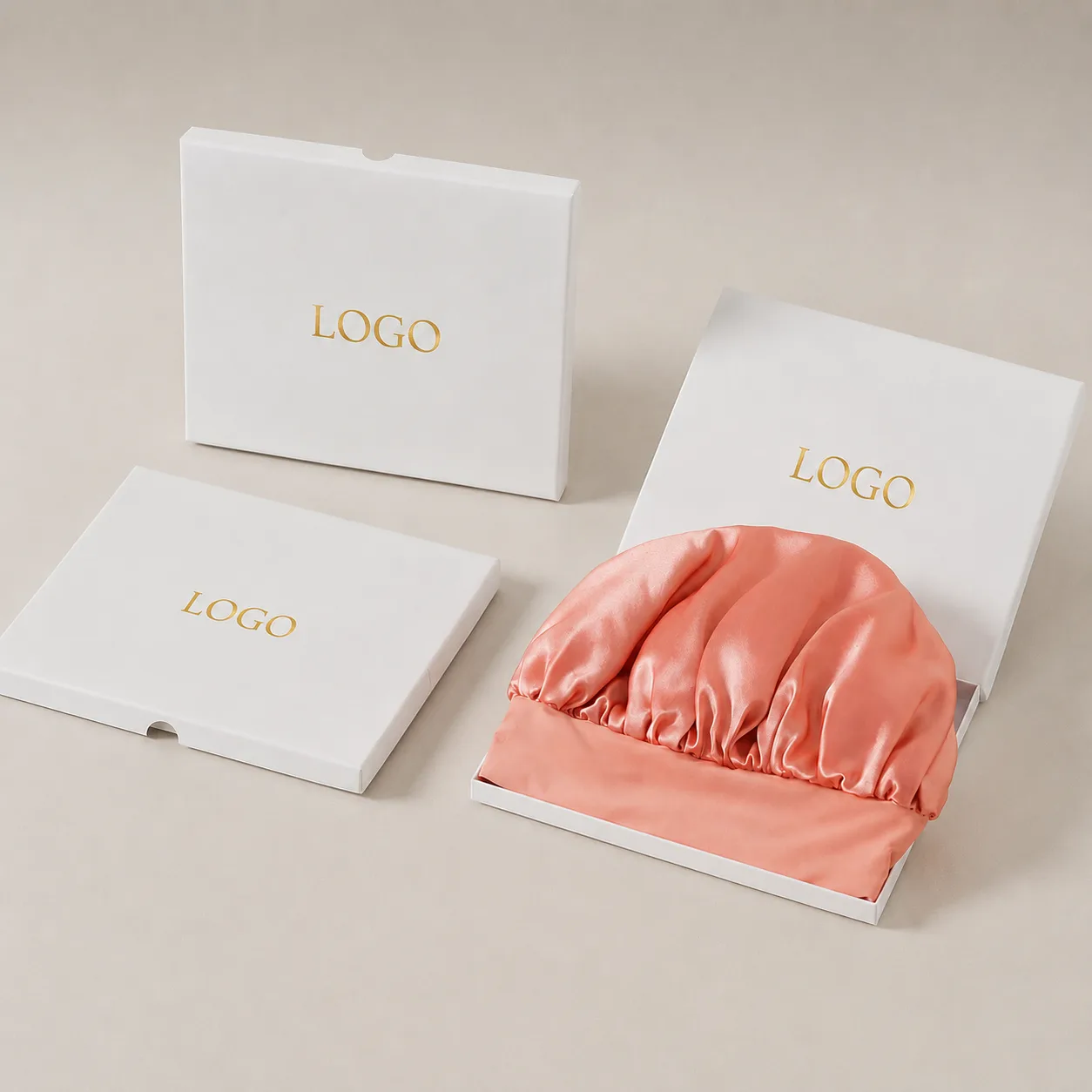 Detail view of custom silk sleep cap showcasing its gathered construction, ensuring a snug yet comfortable fit for hair protection