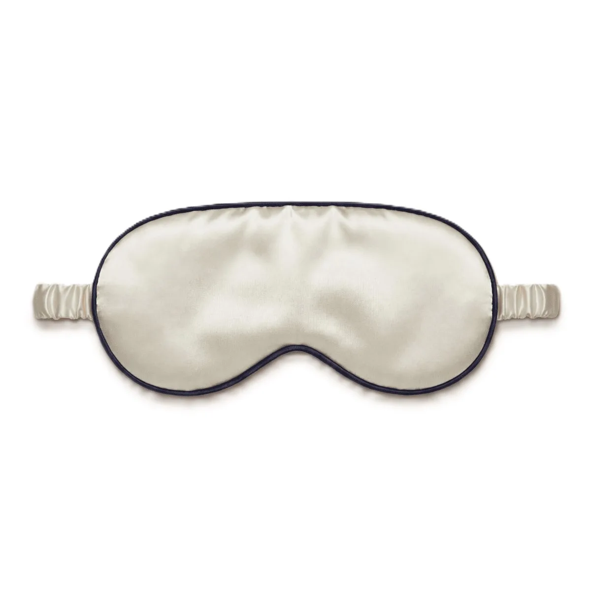Detail view of custom silk sleep mask featuring refined shape, soft padding, and comfortable strap fit for private label brands
