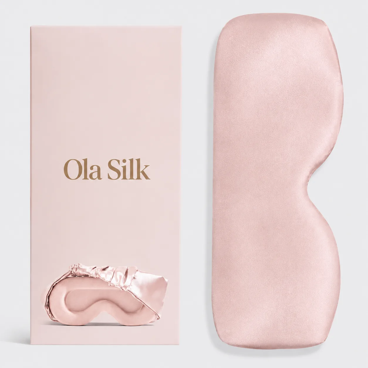 Detail view of custom silk sleep mask with ergonomic design for comfort, featuring soft edges and a streamlined fit for private label clients