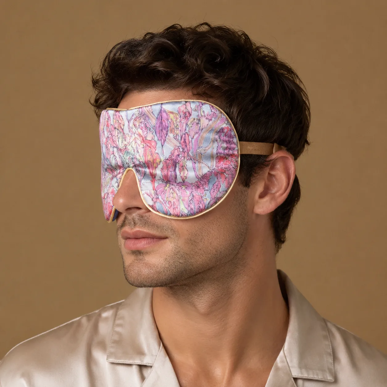 Lavender Jacquard Silk Sleep Mask Oversized detail view