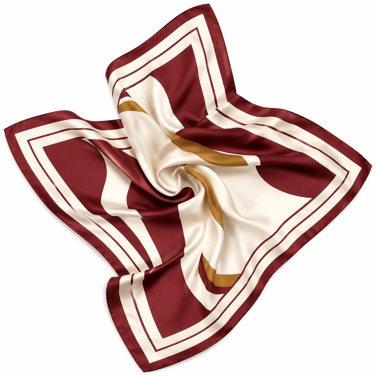 Custom 90cm silk twill square scarf in multi-colorway bordered and all-over logo repeat print, made to private label brand specification by OlaSilk