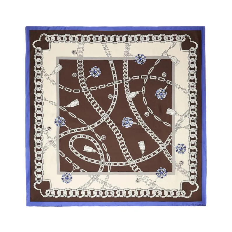 Multi-Colorway Bordered Print Silk Square Scarf detail view