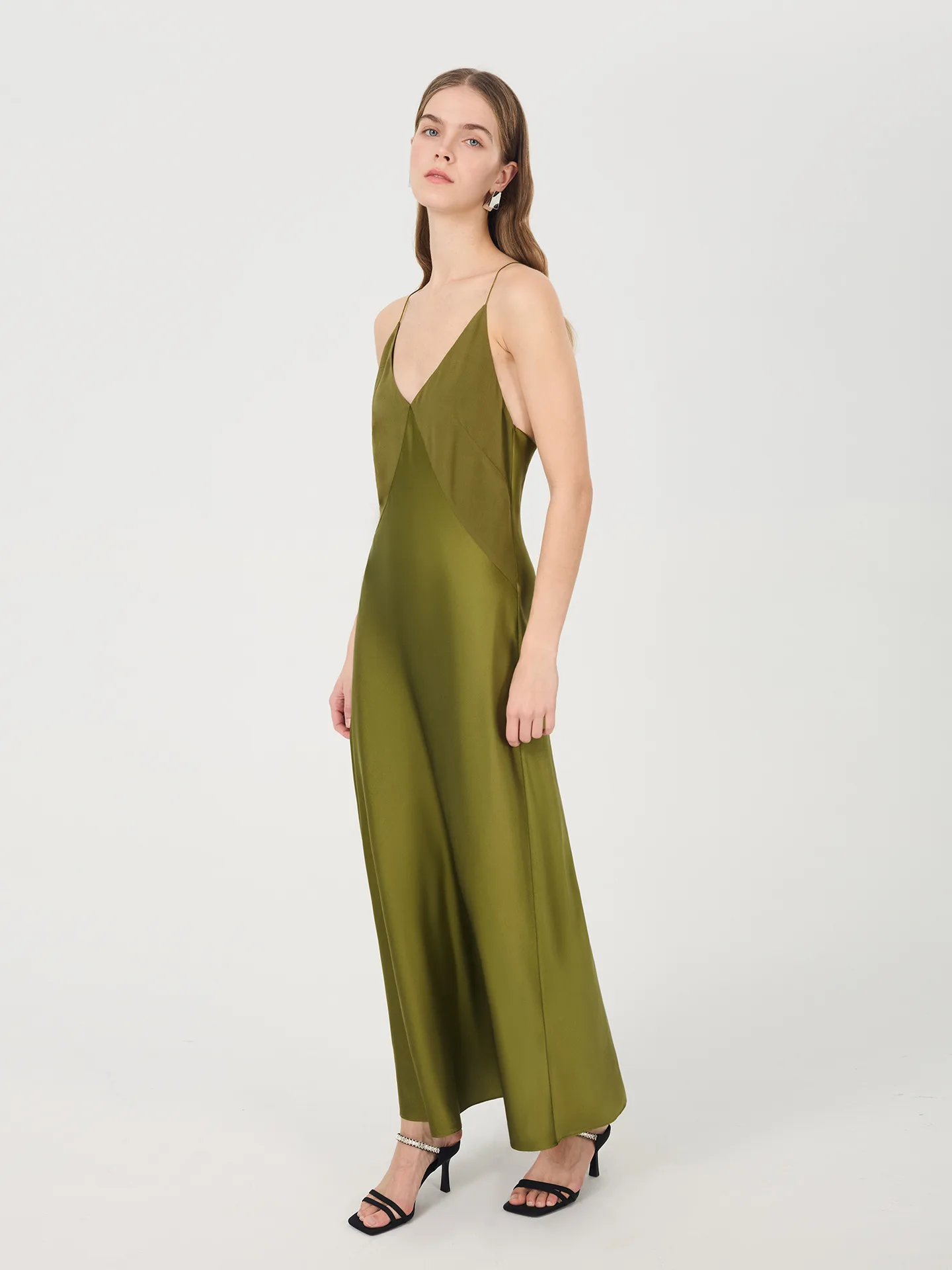 Open Back Silk Slip Maxi Dress color variant