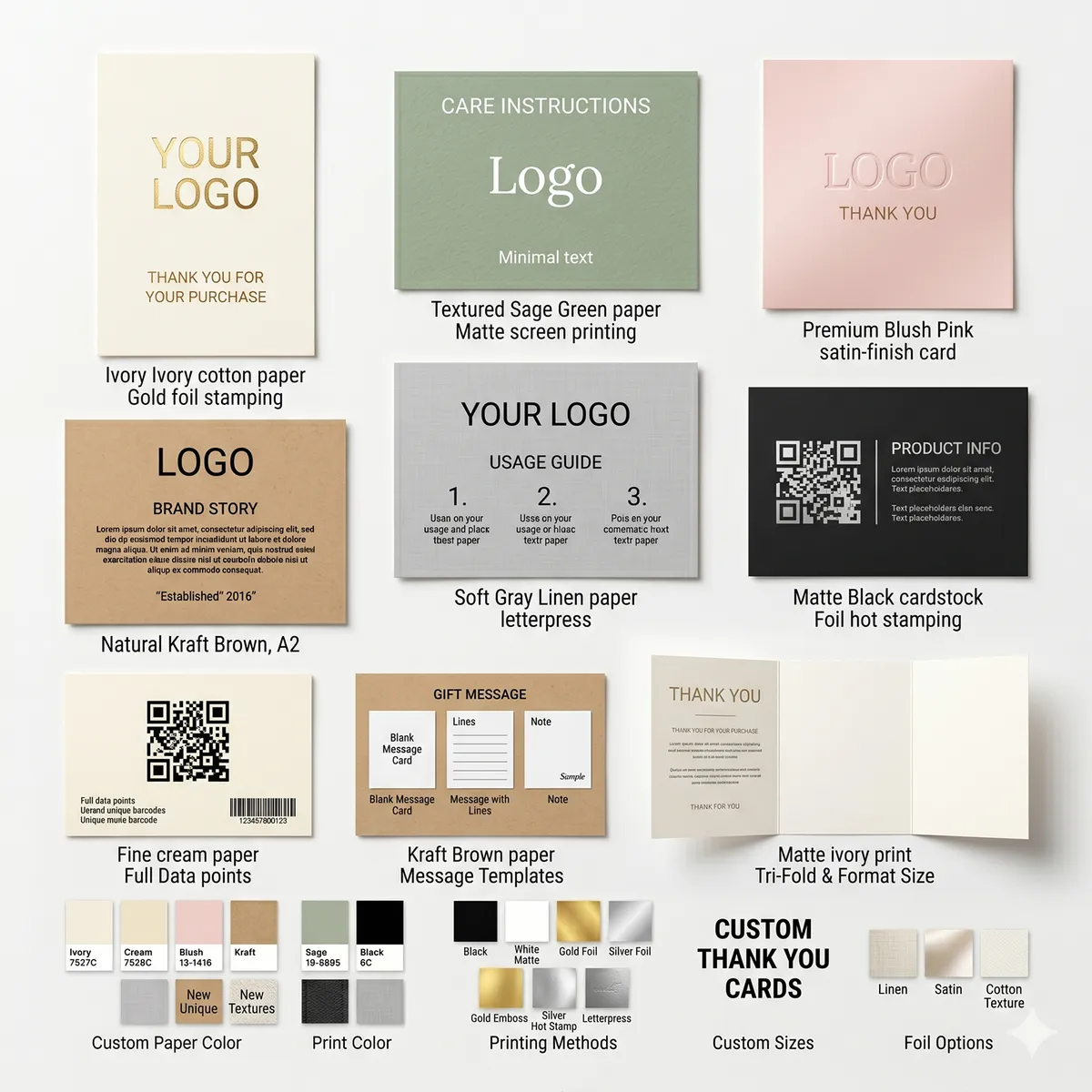 Carte d’insertion personnalisée pour packaging en soie en marque privée